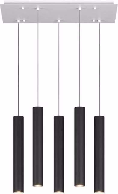 Lampadario Industrial-Minimal Xeana Metallo Bianco Nero 5 Luci Gu10