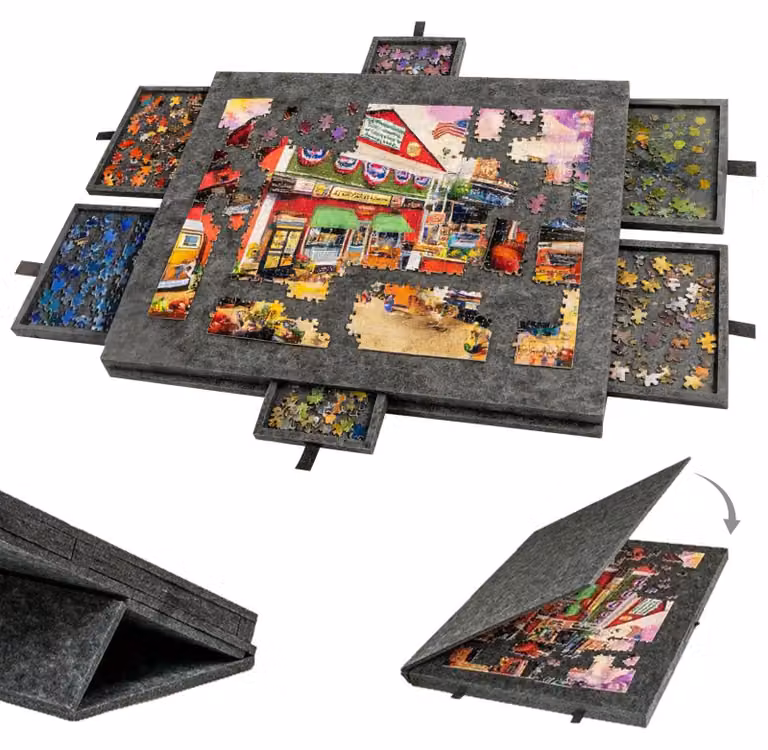 Solidchoice - Tavolo da puzzle con 6 cassetti, adatto per puzzle da 1000 pezzi, design 2-in-1