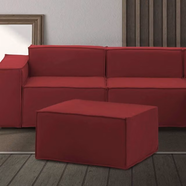 Pouf Avolasca Talamo Italia, Poltroncina relax in tessuto imbottito rosso, L: 80 cm, P: 70 cm, H: 43 cm