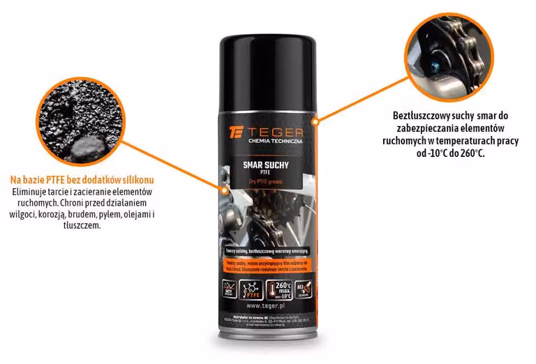 Lubrificante secco in PTFE, 400 ml / TEGER