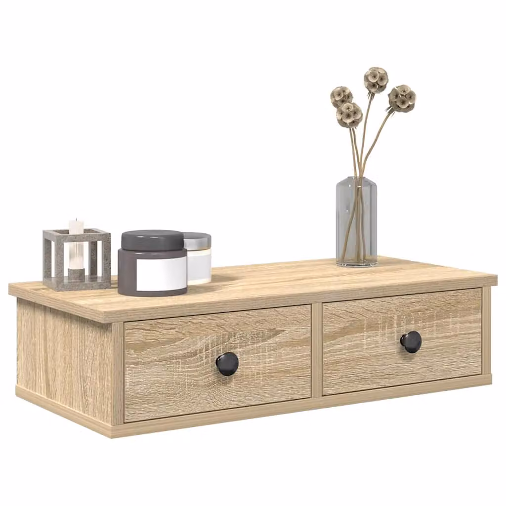 Scaffale a parete con cassetti vidaXL in MDF marrone moderno L: 60 cm, P: 28 cm, H: 15 cm
