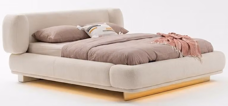 Bett stile moderno, beige, confortevole, comodo, morbido, ideale per la camera da letto, pratico