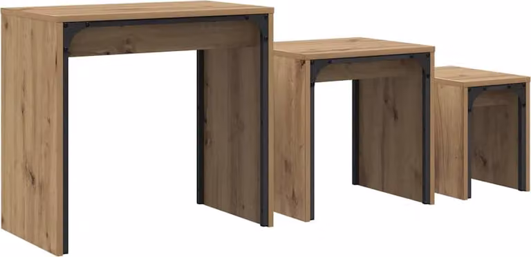 Tavolino da salotto 3 pcs Rovere artigianale Legno multistrato