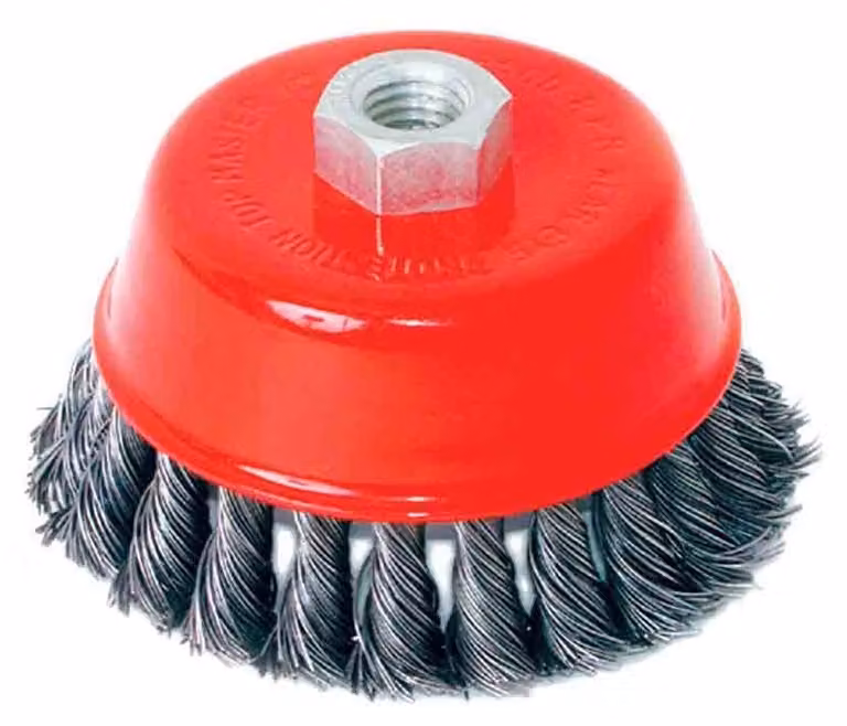 Spazzola metallica a tazza, abrasiva trecciata,per la rimozione della ruggine dal metallo, scorie di saldatura, superfici metalliche ,sporco grasso 75 mm
