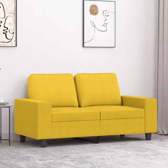 Divano a 2 Posti-Sofa 2 Posti Giallo Chiaro 120 cm in Tessuto 830932