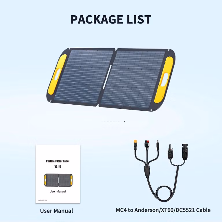 Pannello solare - Kit di pannelli solari - Portatile - Pieghevole - Resistente all'acqua - Alimentazione di emergenza per esterni - per uso domestico