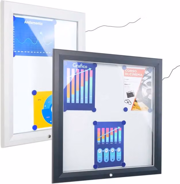 Bacheca per Esterno con Illuminazione LED Top Eventi Store in Alluminio per 12 fogli A4 Disponibile in Bianco, Grigio o Nero