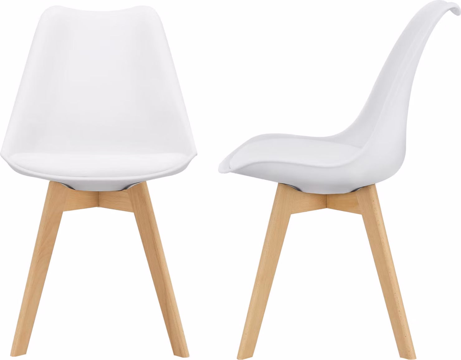 Sedia da pranzo 'Fläten' set di 2 sedie imbottite in ecopelle bianca