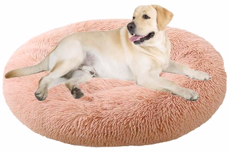 Cuccia per cani, cuccia per gatti, forma a ciambella, rotonda, diametro 100 cm, colore rosa, lavabile, aspetto in pelle
