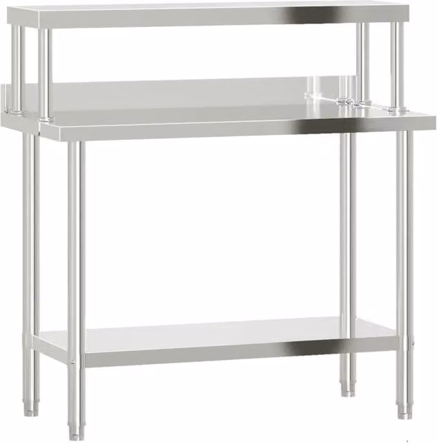 Tavolo da lavoro per cucina in acciaio inox CFW2763126 colore argento con altezza regolabile L: 110 cm, P: 55 cm, H: 120 cm