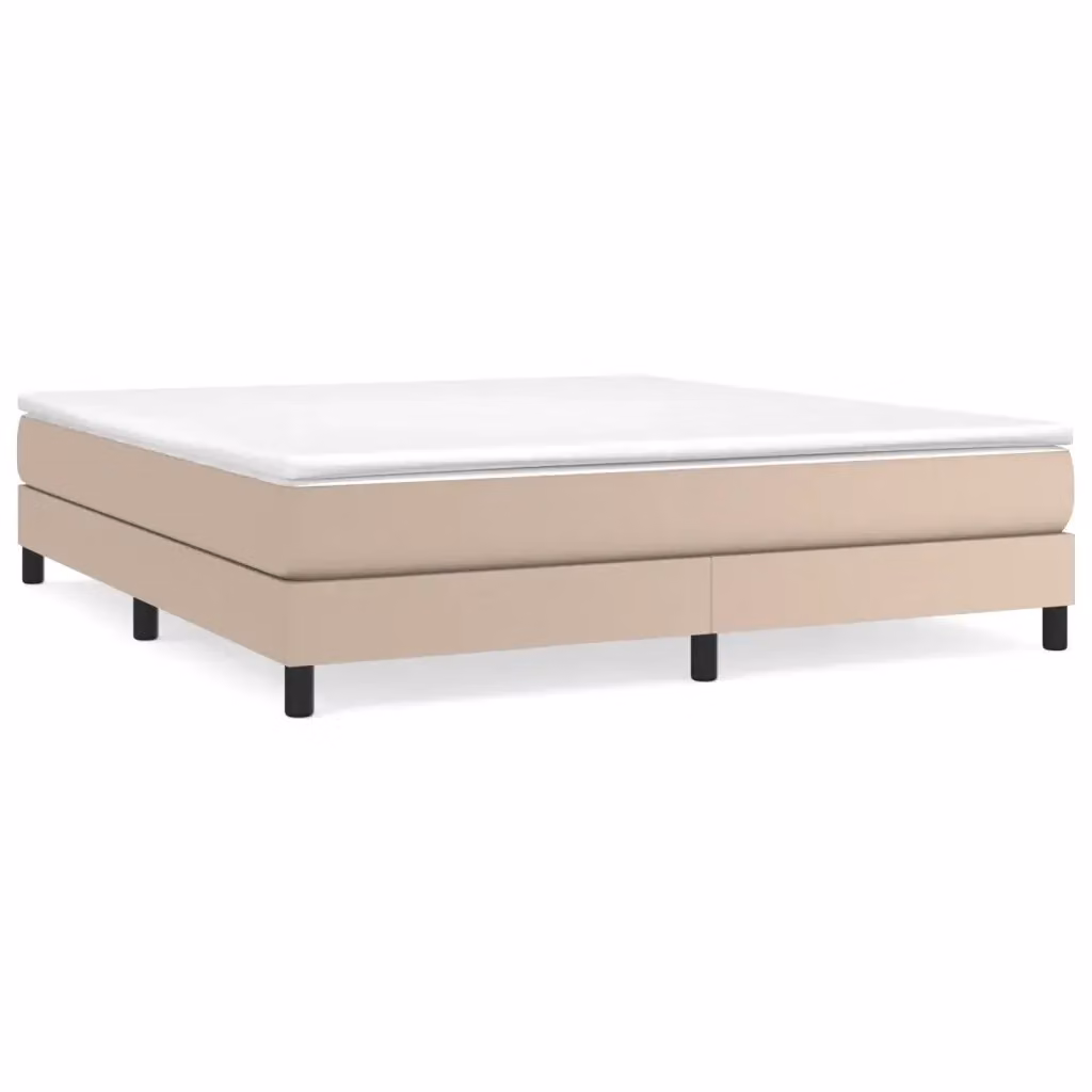 Letto Ibrido con Giroletto a Molle e Materasso vidaXL in Similpelle Beige, L/P: 160 x 200 cm – 2