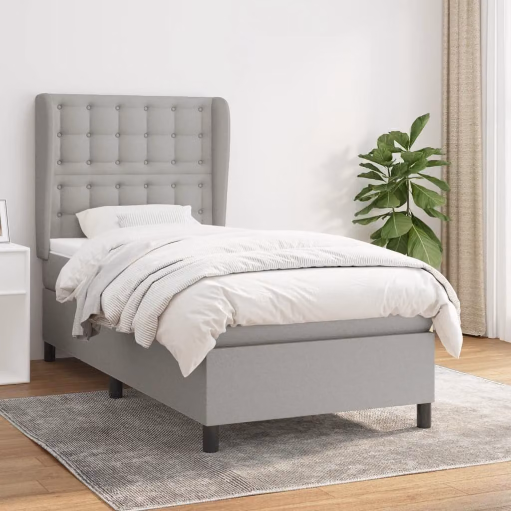 Maison Exclusive - Giroletto a Molle con Materasso Grigio Chiaro 80x200 cm Tessuto