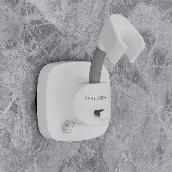 Supporto girevole per soffione doccia a 360° con ventosa, portata 10 kg, in acciaio inossidabile, bianco