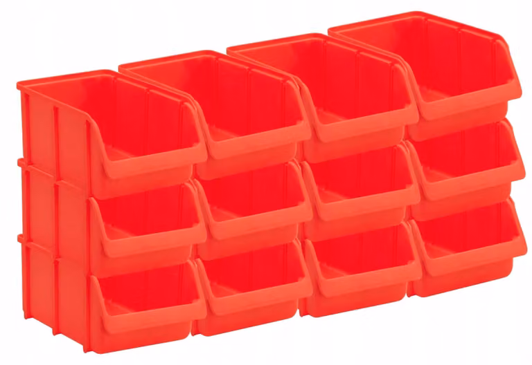 Contenitore impilabile Hünersdorff, dimensione 4, colore rosso, in polipropilene, set da 12 pezzi