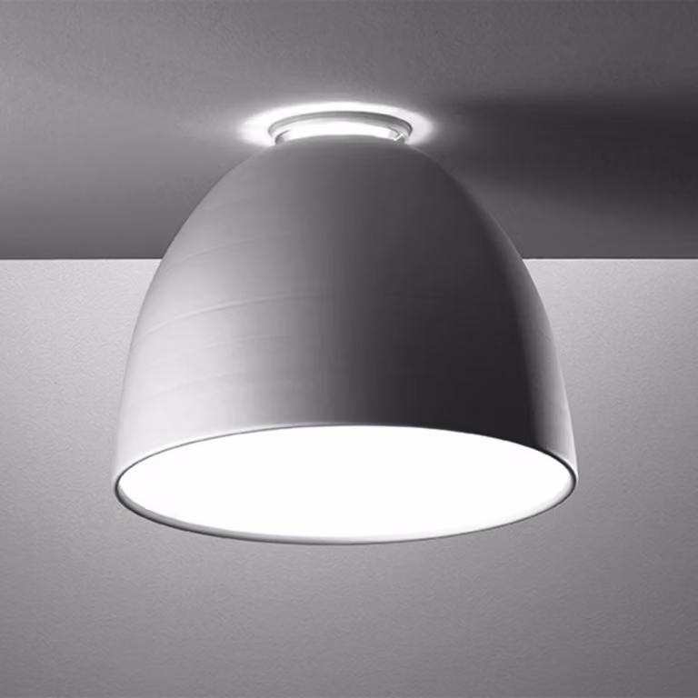 Artemide Plafoniera di design Nur Mini, dimmerabile, Alluminio / Grigio / Zincato, Soggiorno / Sala da pranzo, Alluminio, Design, Plafoniera