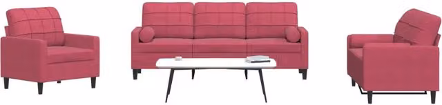 Set di Divani 4 pz con Cuscini e Rinforzi Rosso Vino in Velluto 3278385