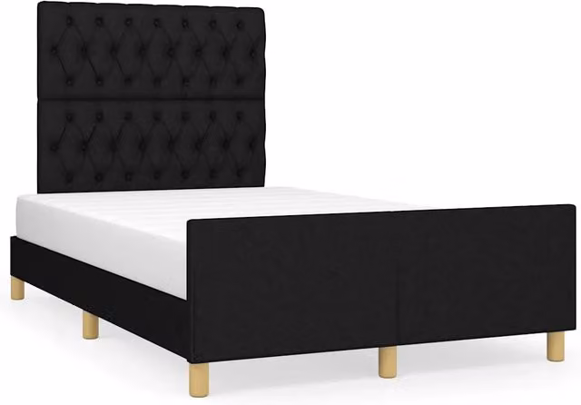 Letto matrimoniale | Letto per adulti | Giroletto senza Materasso Nero 120x200 cm Tessuto