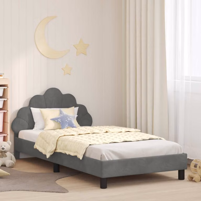 vidaXL Struttura letto per bambini moderna in tessuto grigio con testata L 90 cm x P 200 cm
