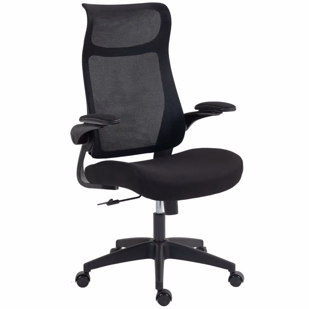 Sedia da Ufficio Ergonomica Minimal Girevole in Maglia con Braccioli e Supporto Lombare, Colore Nero – 2