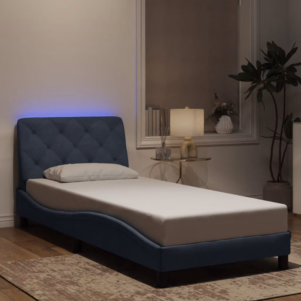 vidaXL Giroletto in Velluto Grigio Scuro con Illuminazione LED e Porta USB, L/P: 90 x 190 cm