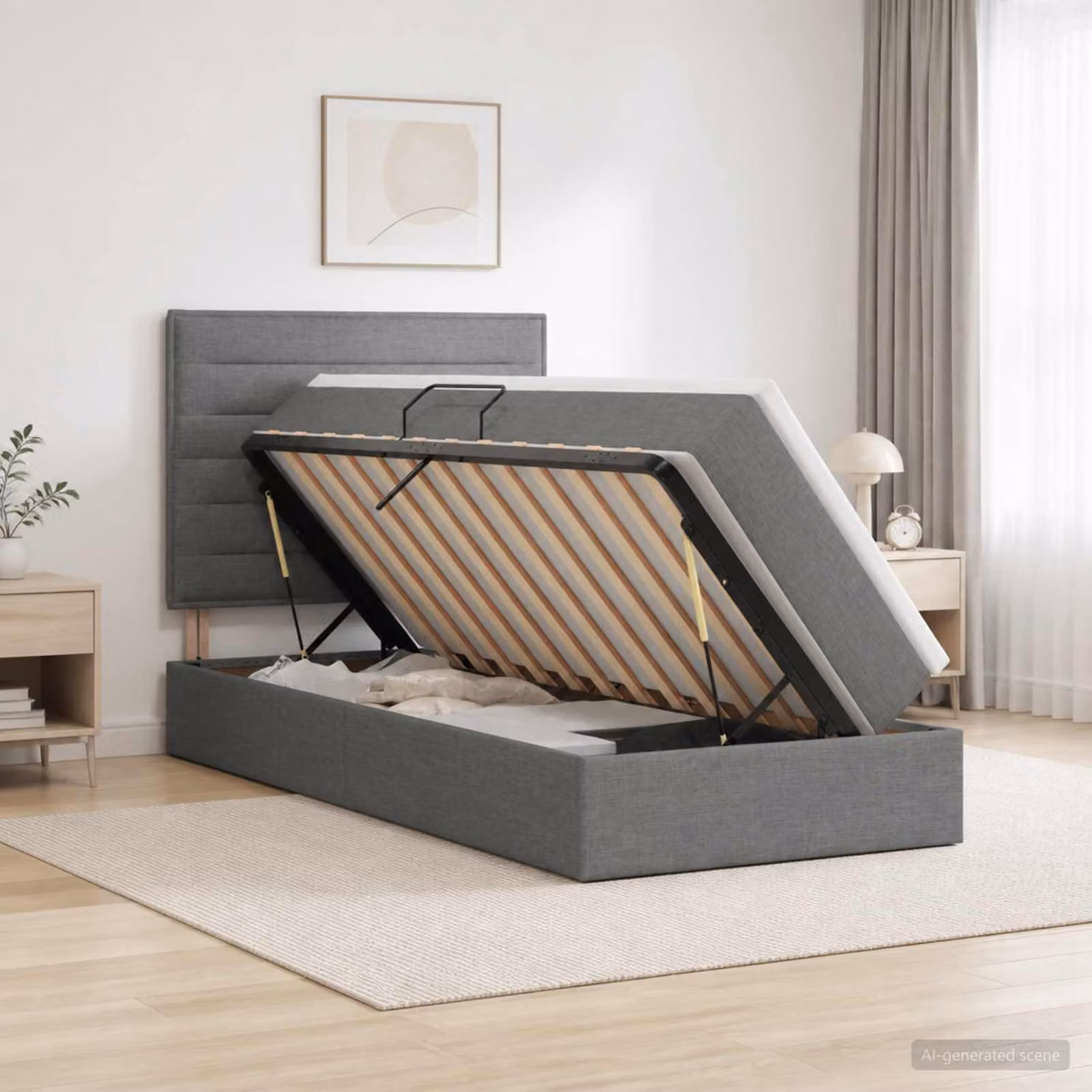 Letto con contenitore e materasso vidaXL Grigio, L/P: 90 x 190 cm