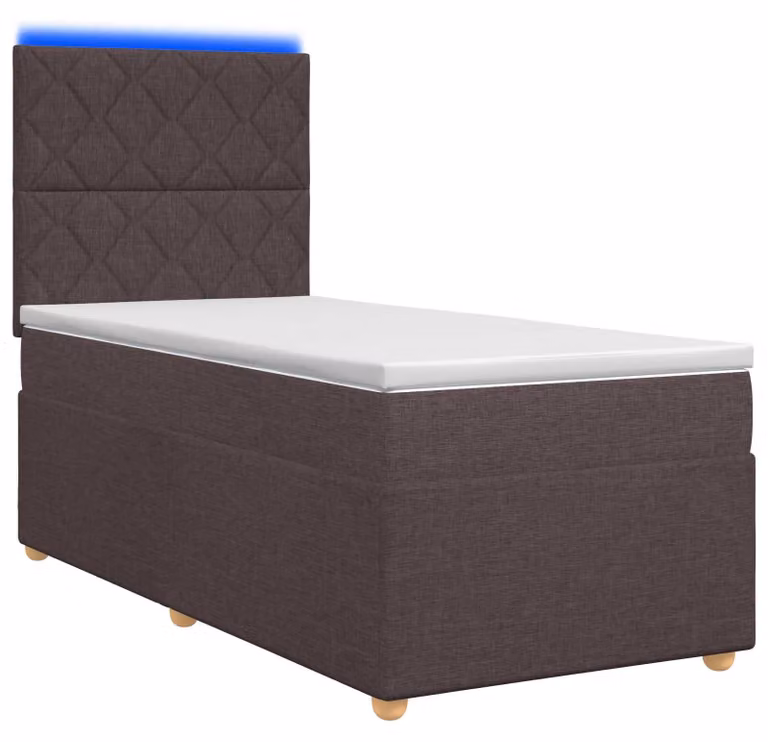 Letto a molle con materasso marrone scuro 90 x 200 cm in tessuto