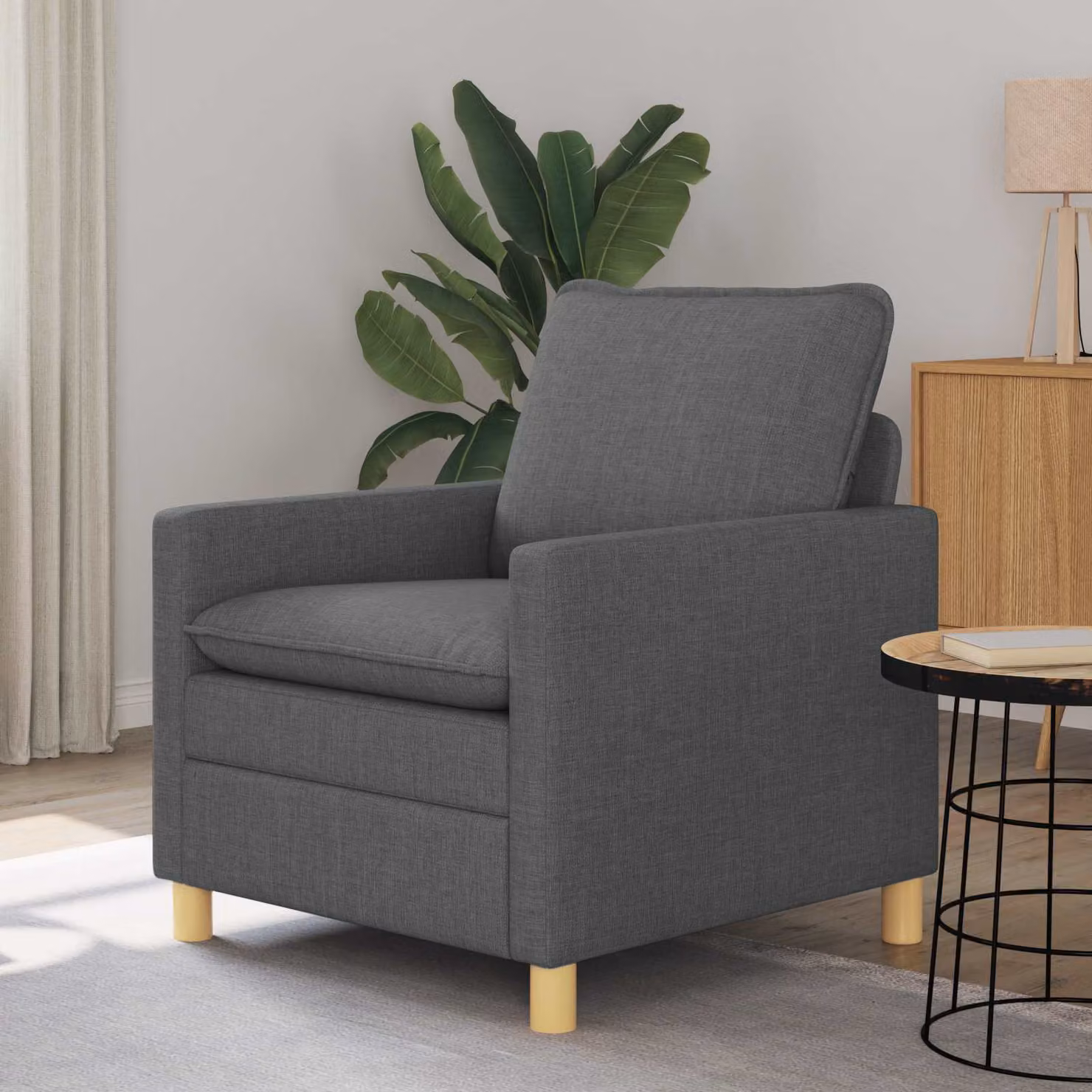Divano vidaXL in tessuto Grigio e Giallo per soggiorno, L: 76 cm, P: 81 cm, H: 87,5 cm