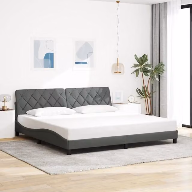 Giroletto senza Materasso-Struttura Letto Grigio Scuro 200x200 cm Tessuto 405104