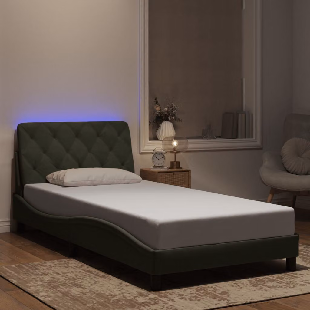 vidaXL Giroletto in Velluto Grigio Chiaro con LED e Porta USB, L/P: 100 x 200 cm
