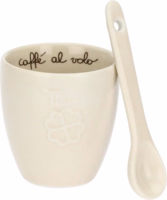 Tazza da espresso Thun Margherita in porcellana bianca con cucchiaino