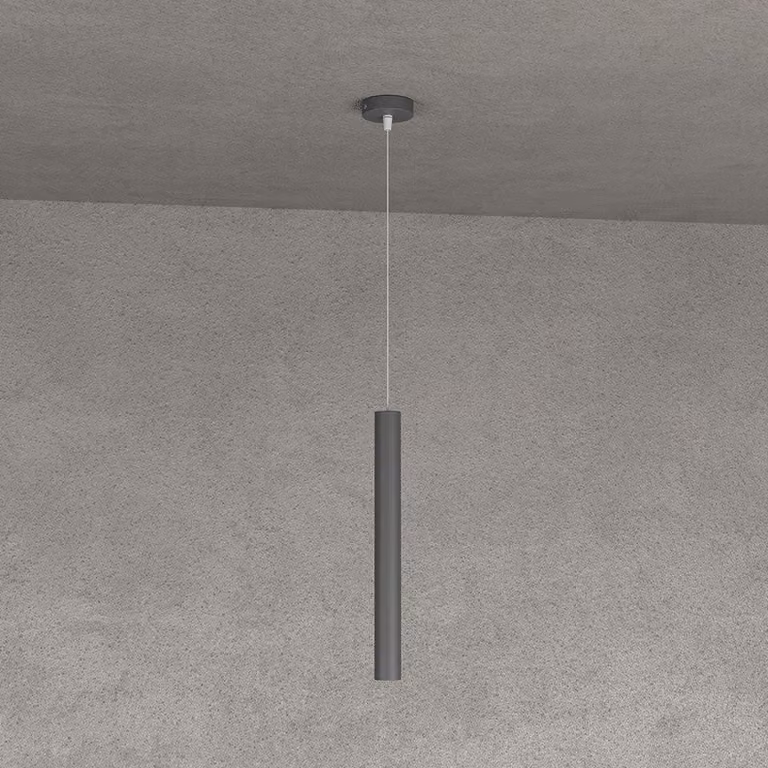 Sospensione Moderna Round Tube Metallo Grigio Antracite 1 Luce Gu10