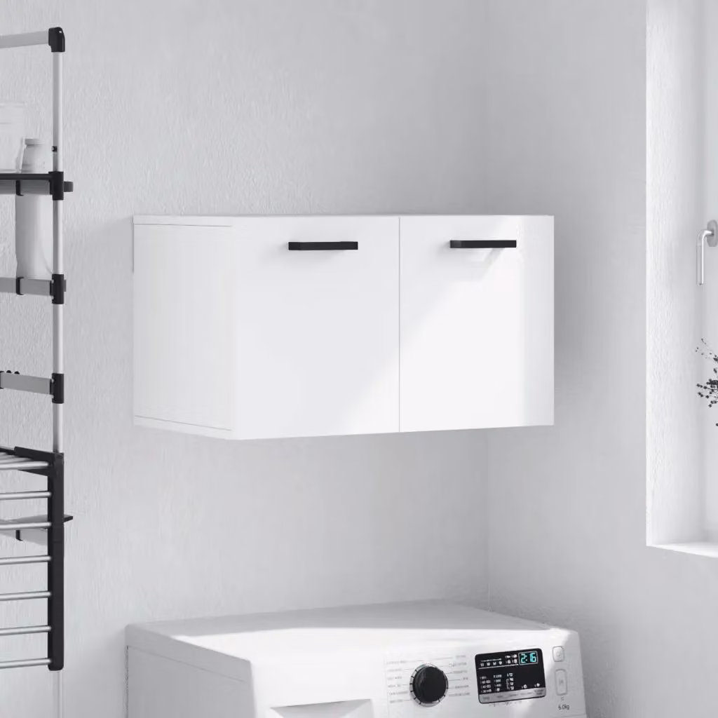 Mobiletto a muro vidaXL in legno MDF bianco con ante a battente e ripiani interni