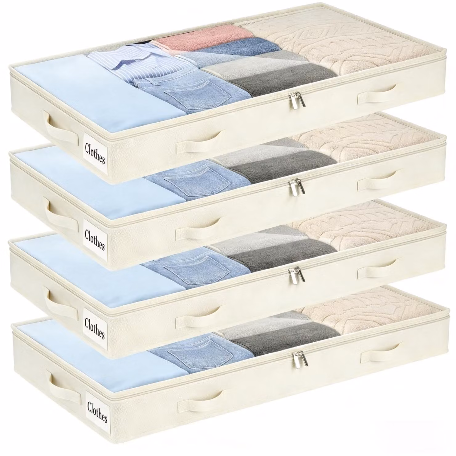 Omgoods - Contenitori portaoggetti da utilizzare sotto il letto, confezione da 4 pezzi