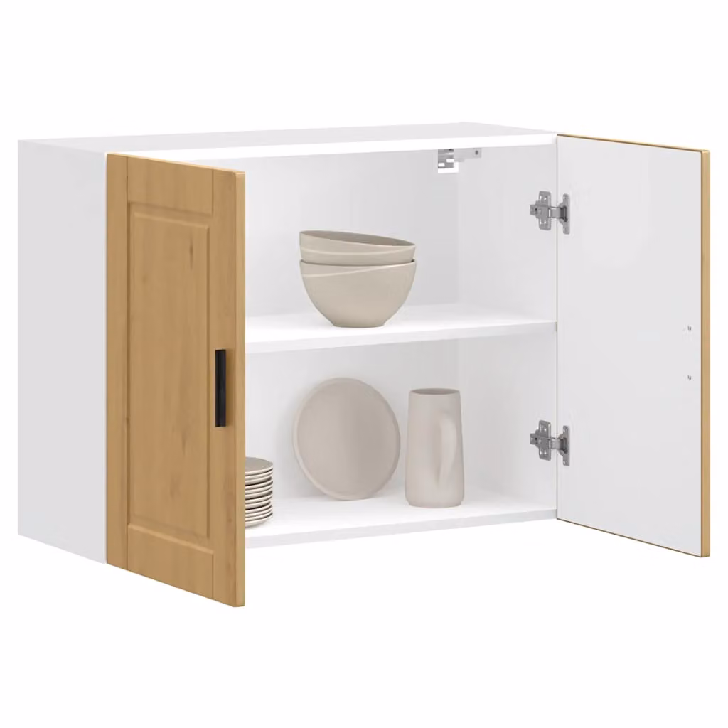 Pensile da cucina moderno vidaXL in legno e MDF con ante a battente, disponibile in bianco e marrone, L: 80 cm, H: 60 cm, P: 31 cm