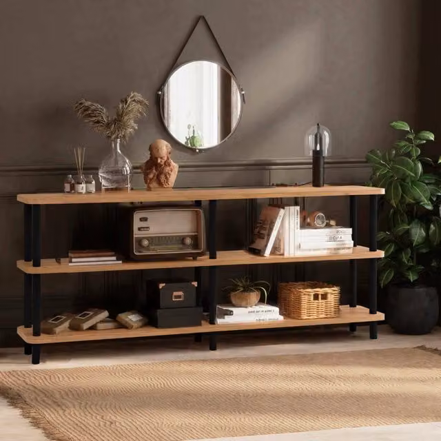 Biblioteca Thuja, Libreria 3 Ripiani, 180x35x75h cm Nero