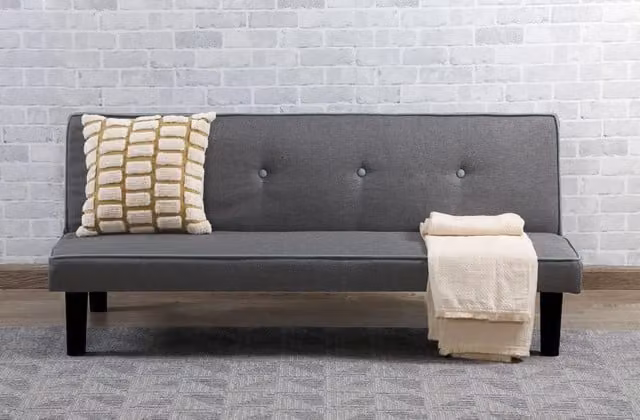 Divano tre posti moderno, reclinabile a letto, lino grigio 166cm Sicorage Elian