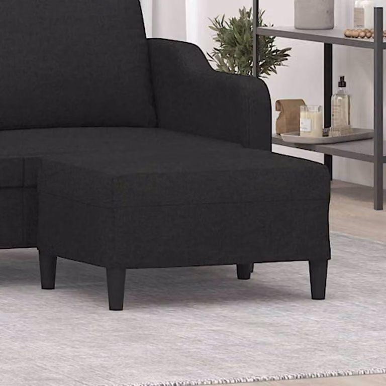 Poggiapiedi vidaXL in tessuto nero con struttura in legno L: 70 cm, P: 55 cm, H: 41 cm