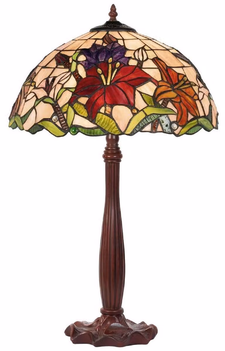 Casa Padrino Luxury Tiffany Table Lamp Multicolore Ø 40 x H. 64 cm - Lampada da scrivania Tiffany rotonda - Interni - Luci Tiffany - Luci