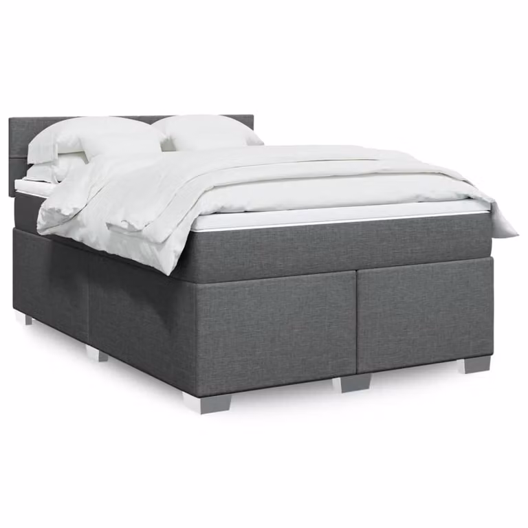 vidaXL Giroletto a Molle Ibrido con Materasso in Tessuto Grigio e Bianco L/P/H: 200 x 140 x 76,5 cm