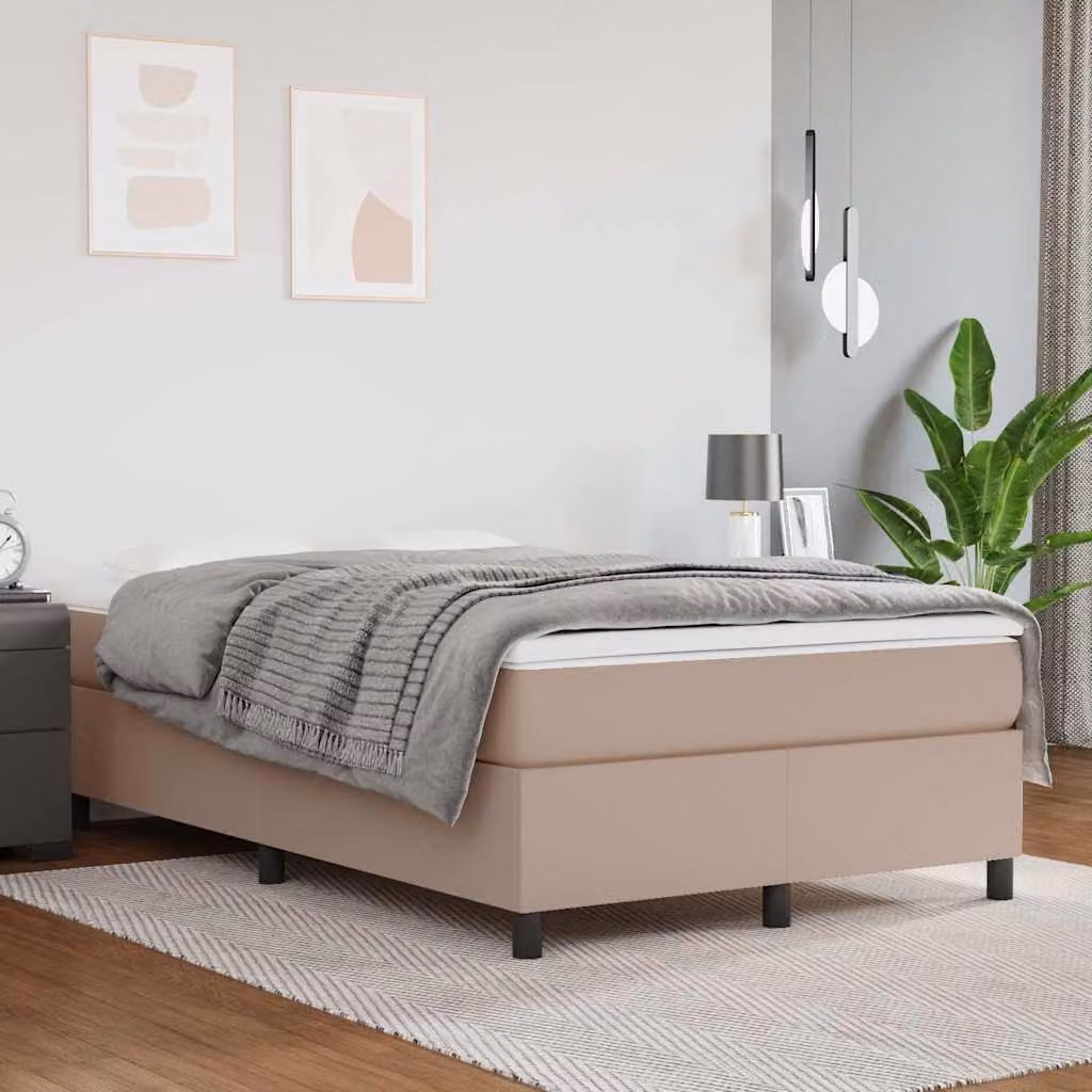 Struttura Letto con Rete a Doghe Cambrate vidaXL in Similpelle Beige e Marrone L 120 x P 200 cm