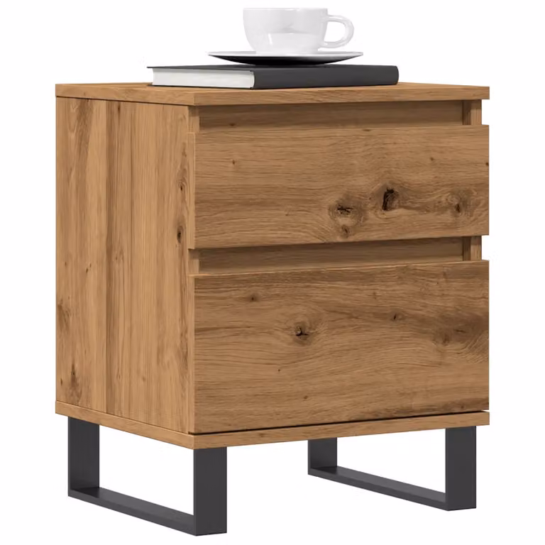 Comodino moderno vidaXL in legno e metallo marrone, sospeso a parete, L: 40 cm, P: 35 cm, H: 50 cm