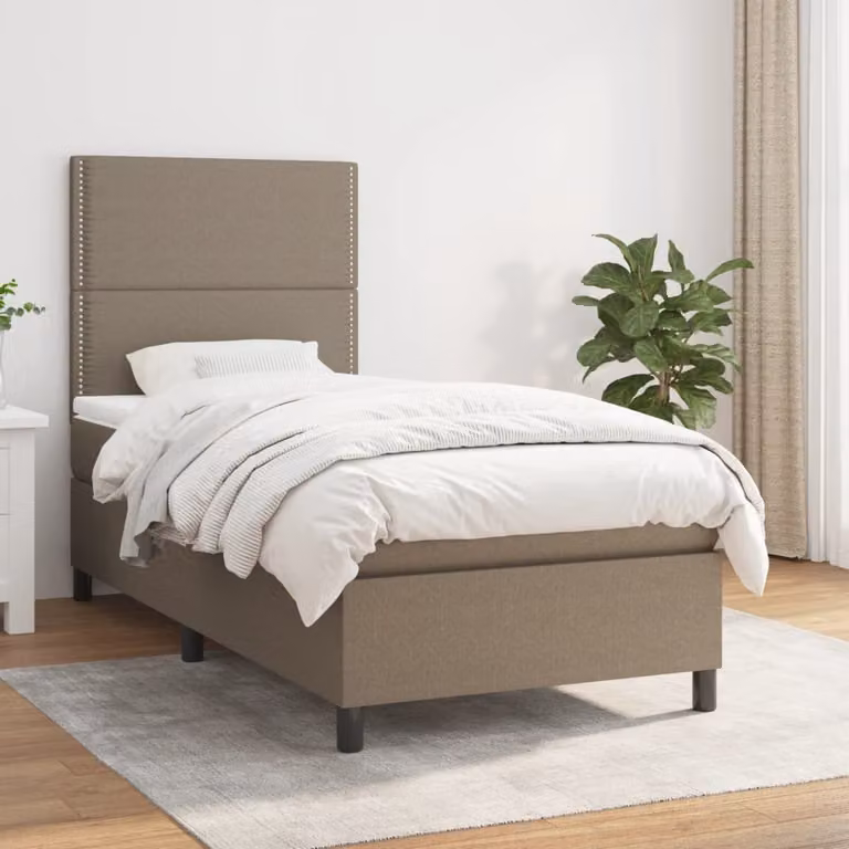 Maison Exclusive - Giroletto a Molle con Materasso Tortora 90x190 cm in Tessuto