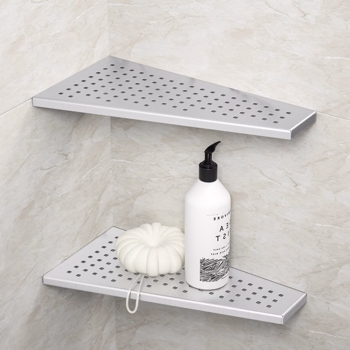 Solidchoice - Pannello angolare per bagno in acciaio inossidabile, senza necessità di foratura