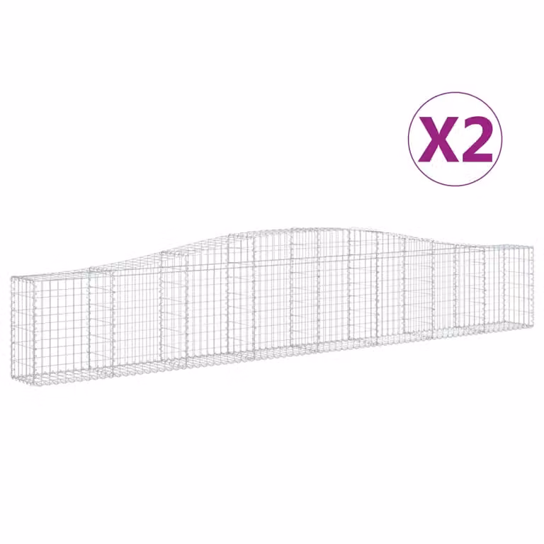 Cesti Gabbioni ad Arco 2 pz 400x30x60/80 cm Ferro Zincato