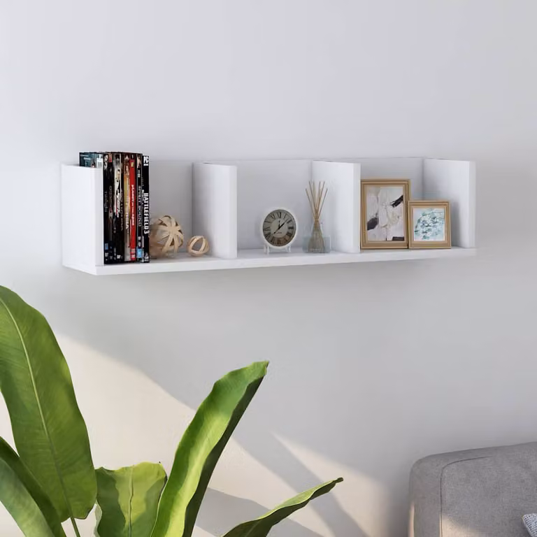 Scaffale porta CD da parete vidaXL in legno bianco L 75 cm x P 18 cm x H 18 cm