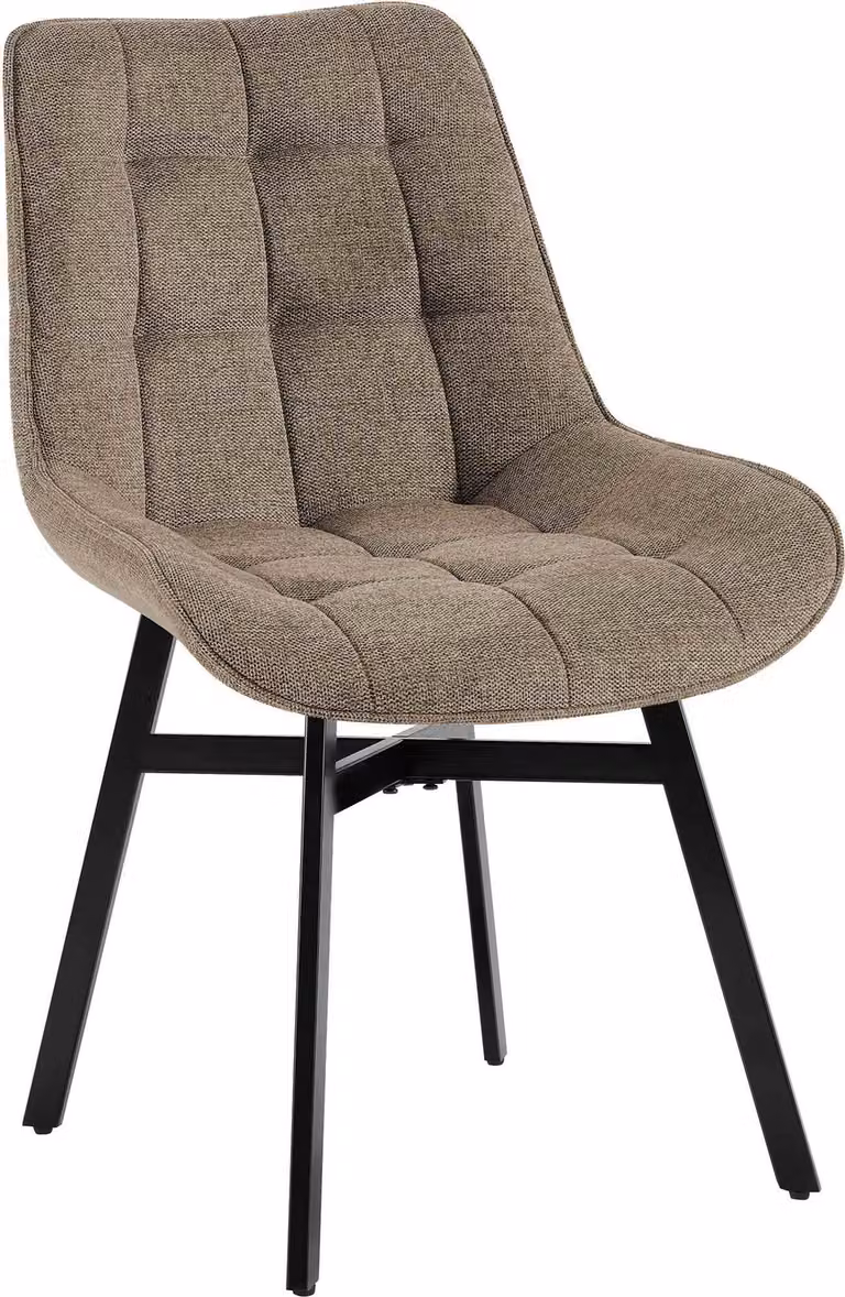 Sedia da pranzo Colby, marca CLP, imbottita, con schienale, capacità di carico fino a 140 kg, colore beige. Materiale: tessuto