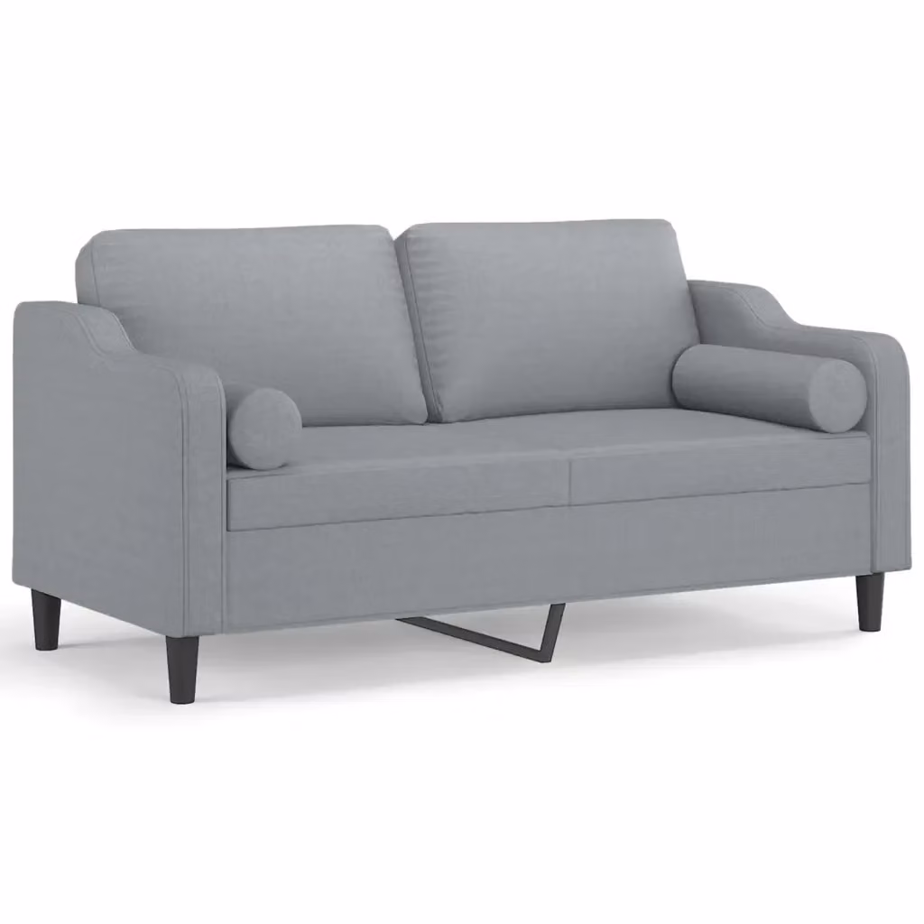 Divano a 2 posti moderno vidaXL in tessuto grigio con cuscini e coperture rimovibili – 2
