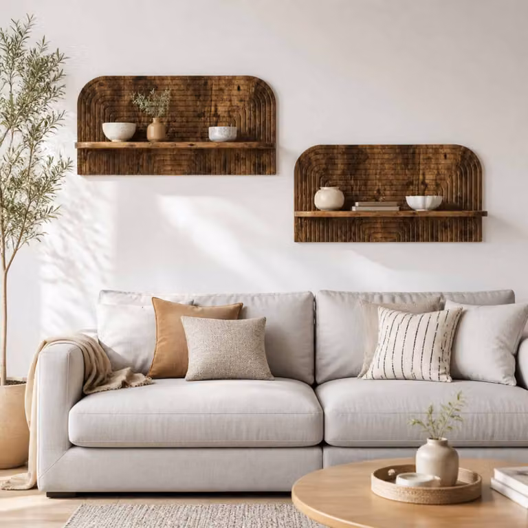 Set di 2 scaffali da parete vidaXL in legno Rovere Fumo, L 80.5 x P 13.5 x H 37.5 cm