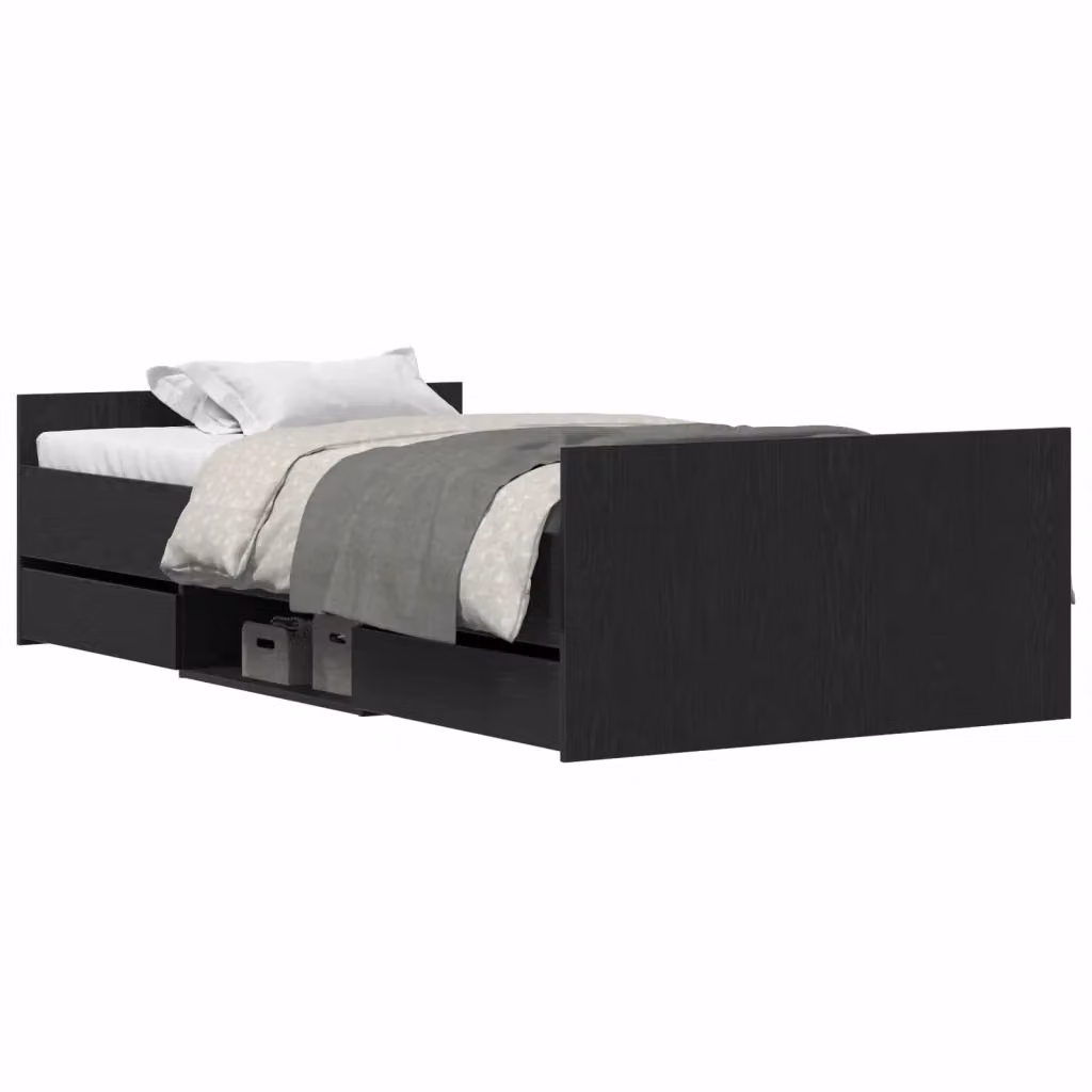 Struttura del letto con cassetto vidaXL in legno nero L/P/H: 203 x 103 x 50 cm – 2