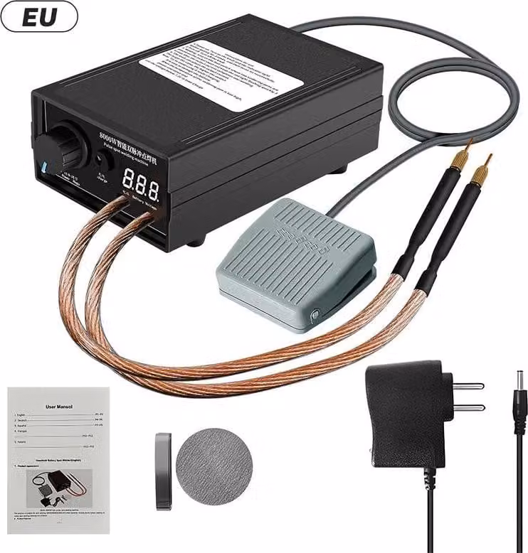 Saldatrice a punti portatile, modello da banco, 8000W - 1200A - Adatta per batterie agli ioni di litio 18650 - Potenza di saldatura regolabile - Alimentazione: 100–240V AC